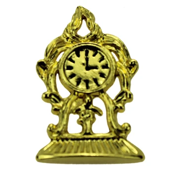 1:12 Miniatūra zelta pulksteni namiņš diy lelle māja dekori aksesuāri