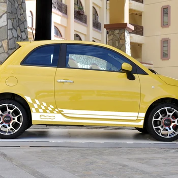 1 Pāris Auto Stils Sacīkšu Režģu Abarth Sānu Svītras Uzlīme Ķermeņa Dekors Grafikas Decal Par Fiat 500 Bravo Palio Piederumi