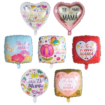 10pcs 18inch sirds formas Mātes diena, baloni, dāvanas MAMA spāņu iespiesti folija globos hēlija Mātes diena partijas apdare