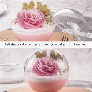 10pcs caurspīdīgas Plastmasas Cake Box Mousse Cake Konteineru Bumbu Formas Kūka Konteineru Portatīvo Uzpūtenis Bumba Apaļa Kūka Konteineru