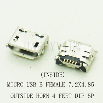 10PCS Micro USB 2.0 Ligzda sievišķais Savienotājs 5Pin Mobilo Tālruņu 7.2x4'.Attālums 85mm Ārpus Ragu 4 Pēdu PELDI Krokainajām/Plakani Muti