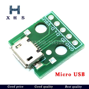 10PCS Micro USB, Lai IEMĒRKŠANA Adapteris 5pin sievišķais Savienotājs Modulis Valdes Panelis Sieviete 5-Pin Pinboard micro usb savienotājs 2.54 MM