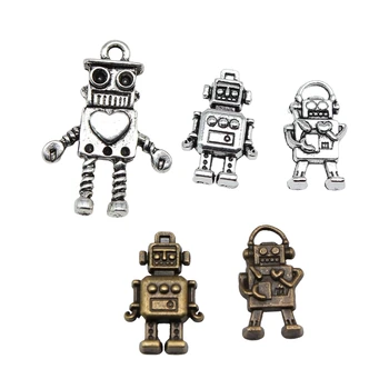 10pcs Robots Piekariņi Tibetas Bronzas, Sudraba Krāsa, Kuloni, Antikvariāts Rotaslietas Pieņemšanas DIY Roku darbs Amatniecības