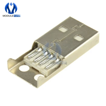 10Pcs USB2.0 Tipa-A Tips A Pievienojiet 4-pin Male Adapteris Contor jack&Melnu Plastmasas Vāciņu