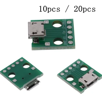 10Pcs Vai 20pcs Mini Micro USB, Lai IEMĒRKŠANA Adapteris 5Pins Sieviešu PCB Savienotāji Converter Dēļi