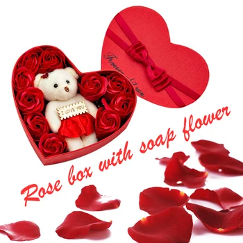10pcs Ziepes Rožu Ziedi Lācis Sirds Formas Dāvanu Kastē Valentīna Romantisku Kāzu Puse, Ziedu Draudzene, Sieva, Māte, Dāvanu