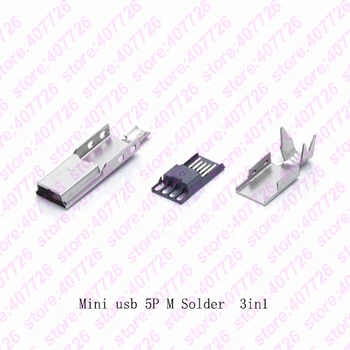 10Sets Mini USB iemavas (3 IN 1 )Vīrietis Mini USB Ligzda 2.0 5PIN Spraudnis-Ligzda Ar Dzelzs Segumu Veidu DIY Lodēšanu