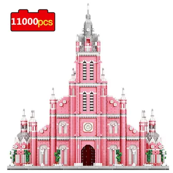 11000PCS+ Pasaules Slaveno Arhitektūras Ēku Bloki Rozā Princese Pils 3D Modeli Mini Dimanta Ķieģeļi, Bloki Rotaļlietas Bērniem