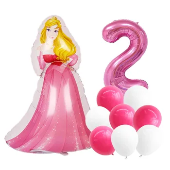 12 gab Disney Snow White Pelnrušķīte Aurora Belle Balonu meitene Princešu Balonu, Bērnu dzimšanas dienas svinības numuru balonu komplekts