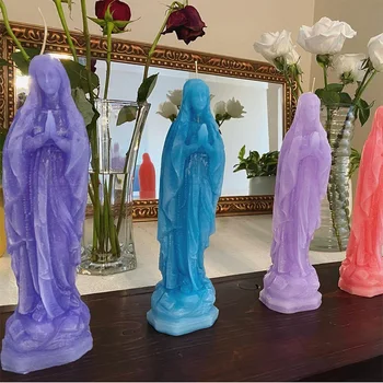 13cm Jaunavas Marijas Svece Pelējuma Lūgšanu Sveču Vasks Pelējuma Dievietes Skulptūra, Aromterapijas Sveču Apmetums, Silikona Veidnes