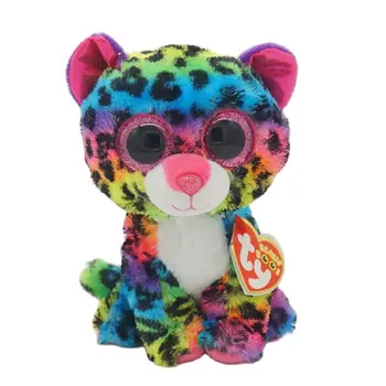 15 CM Ty Beanie Boos Lielas Acis Krāsains Ilgi asti Bērnu Leopard Cute Kids Plīša Rotaļlieta Pildījumu Dzīvnieku Lelle Dzimšanas dienas Dāvanu Zēns Meitene