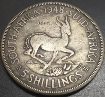 1948 dienvidāfrika 5 Šiliņiem - Džordžs VI dienvidāfrika - SUID-AFRIKA Sudraba pārklājumu Monētu Kopijas