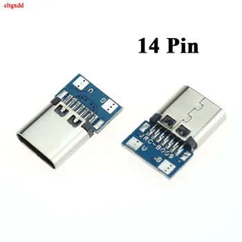 1gb Micro USB 3.1 C Tipa Savienotājs 14.P 14 Pin Female Ligzda traukā Ar Caurumiem PCB 180 Vertikālais Vairogs USB-C