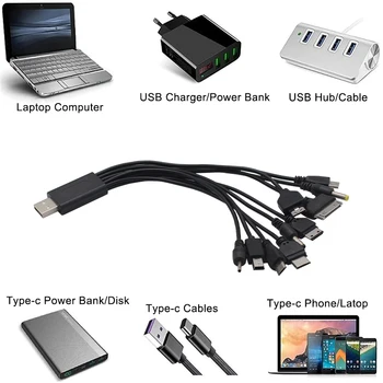 1pc 10 in 1 USB Vads Universāla Portatīvā USB Datu Kabeli, Lai Mobilo Tālruni Ātrās Uzlādes, Mobilo Tālruni, Viens Velciet 10 USB Uzlādes Kabelis