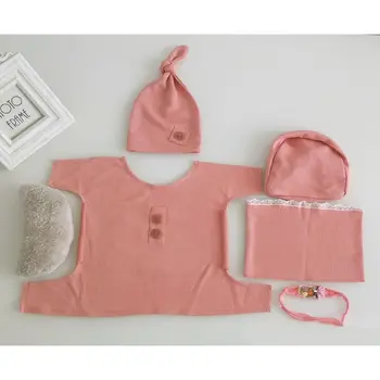 1Set Baby Soft Wrap Top Mezgls Cepure Galvas Spilvens Jaundzimušo Foto Aksesuāri Zīdaiņiem un Šaušanas Apģērbu, Tērpu Komplekts Zēniem Meitenes Dāvanu