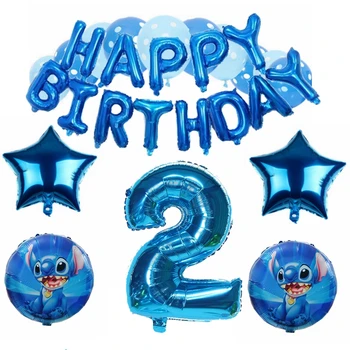 1Set Dūrienu Grupa Krājumi Zilā Izšūšanas Happy Birthday Karoga Rotājumi 32inch Skaits, Folija Baloni, Rotājumi Zēns Uzvalks