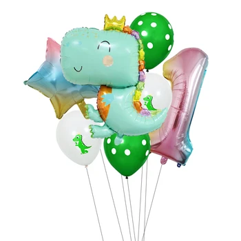 1set Krāsu Dinozauru Folijas gaisa Balons 32inch Numuru Balonu Komplekts Džungļu Dzīvnieki Tēmu Baby Duša, Bērnu Dzimšanas dienas svinības Dekoru Piederumi