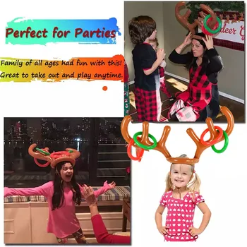 1set Piepūšamās Santa Smieklīgi Briežu Raga Cepuri Ring Toss Ziemassvētku Brīvdienu Puse Spēle Xmas Jauno Gadu Mājas Puse, Bērnu Rotaļlietas