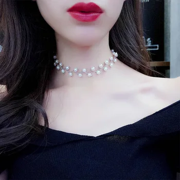 2018 Korejas Rotaslietas Modes Vienkāršu Īsu Kaklarota Imitācija Pērļu Kaklarotu Steampunk Kaklarota Sievietēm Paziņojumu Kaklarota