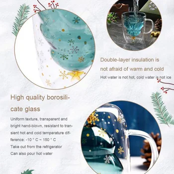 2020. Gada Ziemassvētku Eglīšu Stikla Tasi Kafijas, Piena Krūze Dubultu Sienu Stikla Sniegpārslu Anti-Plaucēšana Izolētas Kafijas Krūzes Ziemassvētku Dāvanu