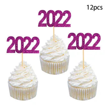 2022 Laimīgs Jaunais Gads Cake Decoration Zelta, Sudraba Zilā krāsā Mirdzēt Cupcake Cilindrs dzimšanas dienu apdare kūka topper kūka dekorēšanas rīks