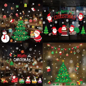2022 Ziemassvētku Logu Piekļaujas Sniegpārslas Ziemeļbriežu Santa Claus Logu Uzlīmes, Ziemassvētki Sniegpārslu Logu Uzlīmes, Uzlīmes Ziemassvētku noel