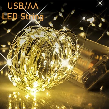 20m AAA Akumulatora LED String Gaismas Vīt Pasaku Vara Stieples String USB Ūdensizturīgs Dārza Āra/Iekštelpu Istabu, Ziemassvētku Dekori