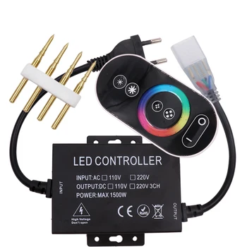 220V LED RGB Kontrolieris 1500W 10mm PCB ar skārienekrānu RGB Kontrole ar 4Pin Savienotājs ES Plug