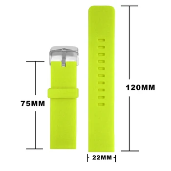 22mm Neona Zaļā Krāsa Silikona Želejas Gumijas Unisex Watch Band Siksnas WB1081G22JB