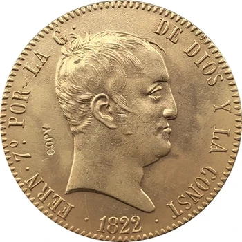 24 K zelta pārklājumu 1822 Spānija 320 Reales - Fernando VII monētu kopijas