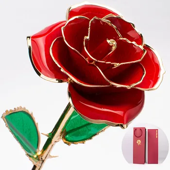 24k Zelta Tuvās Rose Puķu Mākslīgie Ziedi Mūžīgā Roze Ar Statīvu Mīlestība uz visiem Laikiem Ailē Dzimšanas dienas Dāvana Meitenēm