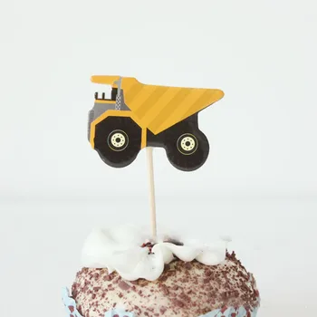 24pcs Karikatūra Automašīnas Kravas automašīnu Būvniecības Raķešu Kūka Topper Kūka Ielikt Cupcake Cilindrs Dekorēšana Bērniem Dzimšanas dienas ballīti Dekori
