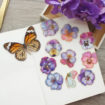 28pcs Zelta Dziļi Violeta Orhideja, Ziedu Stils PVC Uzlīmes Scrapbooking DIY Dāvanu Iesaiņojums, Etiķetes, Apdares Frāze