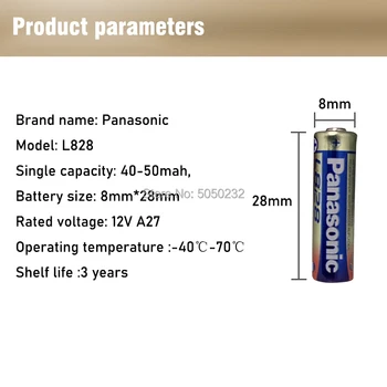 2gab Panasonic 27A 12V Sārma bateriju 27AE 27MN A27 GP27A L828, lai durvju zvans,automašīnu signalizācijas,walkman,automašīnas, tālvadības pults, utt.