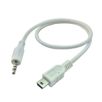 3.5 mm Auto Hifi AUX Audio Mini USB Kabeļa Vads Balts MP3/4 Mini USB Ierīce