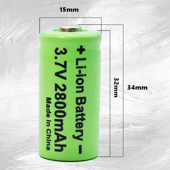 3.7 V 2800mAh, Li-ion 16340 Baterija CR123A Uzlādējamās Baterijas CR123 Lāzera Pildspalva, LED Gaismiņa Šūnu,Drošības Kameras