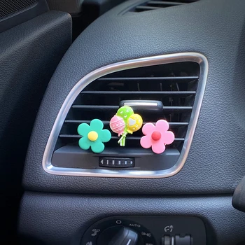 3 Gab., Automašīnu dekorēšana klipu, ar krāsainiem ziedu formas Plastmasas puķu automašīnas interjeru apdare Nav smaržas