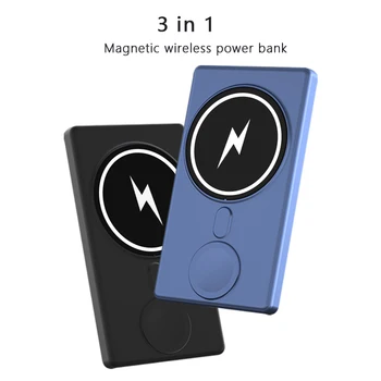 3 in 1 Qi Ātrās Uzlādes Magnētisko Power Bank Bezvadu Lādētājs iPhone 13 12 Pro Max Mini Powerbank Apple Skatīties Lādētāji