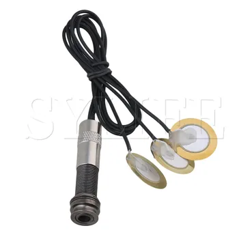 3 Sensors Ģitāra Pjezo Kontaktu Mikrofons Uztveršanas Melns ar 6.35 mm Ligzdu