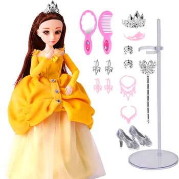 30CM Sweet Princess Leļļu Rapunzel Rotaļlietas Meitenēm Locītavu Kustīgās Ķermeņa Skaistumu Bieza Pilna Gari Blondi Mati Lelles Bērniem