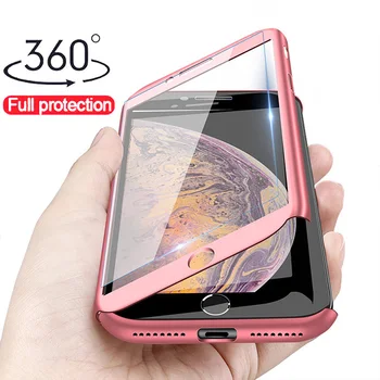 360 Pilnībā Segtu PC Case For iPhone 11 Pro Max XR XS X Shell seguma iPhone XS 6 6S 7/8 Plus Telefonu Gadījumos ar Stikla