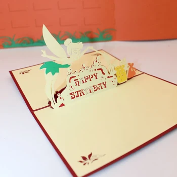 3D Lāzera Samazināt Roku darbs Karikatūra Burvju Pasaku Garā Papīra Ielūguma, Apsveikuma Kartes, Pastkartes, kuras Bērnu Bērniem Dzimšanas dienas ballīti Radošo Dāvanu