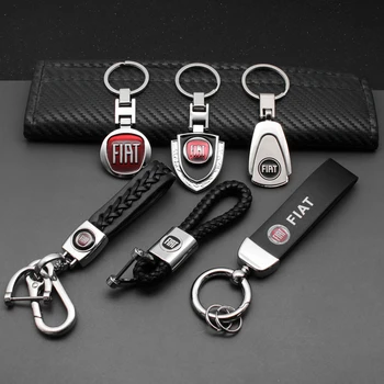 3D Metāla Auto Emblēma Keychain, Atslēgu, Gredzenu, Lai Fiat JUNTO 500 Abarth Stilo Ducato Palio Bravo Doblo Auto Dekorēšana Aksesuāri