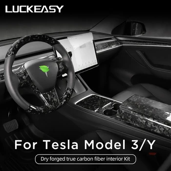 3K240g par Tesla Modelis 3 Modelis Y oglekļa šķiedras interjera pārveidošana komplekts model3 2022 automašīnas stūres rata centra kontroles apdare