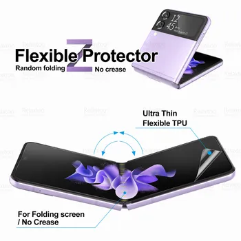 3pcs Pilnībā Izliektu Hidrogelu Filmu Par Samsung Galaxy Z Flip 3 5G Ekrāna Aizsargs ZFlip3 Flip3 Tālrunis Mīksts Aizsardzības Plēves Stikla Nav