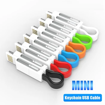 4 1 Keychain USB Kabeli Magnētisko Īsu Kabeli Power Bank Maksas Micro Usb Type C Viedtālrunis Vadu USBC PD Lādētāja Kabeli Ar OTG