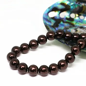 4-14mm šokolādes vintage shell imitētu-pērle apaļa zaudēt krelles, rotu padarot par kaklarota starplikas piederumi 15inch B1615