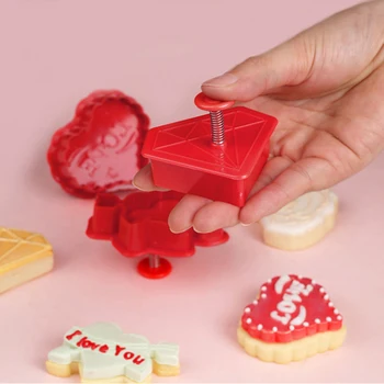 4 Gab./komplekts Valentīna Dienas Rozes Mīlestību Sīkfailu Zīmoga Griezējs Pelējuma Cepumu Kūka Dekorēšanas Cepšanas Rīki