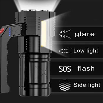 4 LED Super Spilgti Pārnēsājamās Lampas Uzlādējams kabatas Lukturītis 4 Režīmā Cob Gaismas Piemērots Āra Kempings Zibspuldzes Gaismas laternas