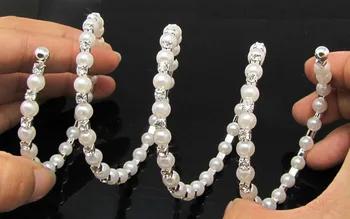 4 Rindas Diamante Rokassprādze Rokassprādze Sudraba Pārklājumu Metāla Kārtas Sieviešu Modē Mākslīgās Pērles Kristāla Rhinestone Rokassprādze Rokassprādzes